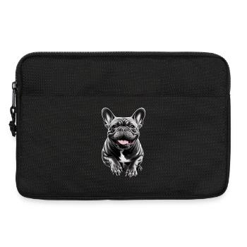 Portrait de sourire de bouledogue français - Sacoche pour ordinateur portable 13 pouces - noir - Devant