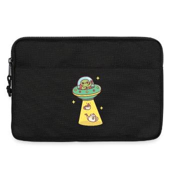 Un extraterrestre drôle enlève du thé et une théière - Sacoche pour ordinateur portable 13 pouces - noir - Devant