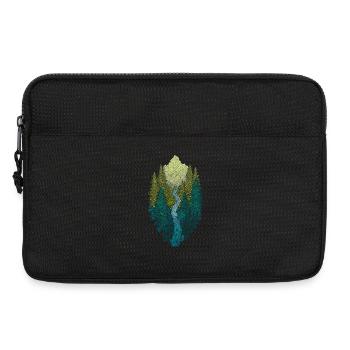 Berglandschaft mit Wald und Fluss – Naturdesign - Laptoptasche 13" - Schwarz - Vorne