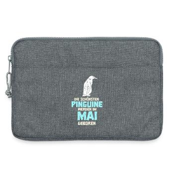 May Birthday Penguin Saying Funny - Laptop bag 13" - heather grey - Front