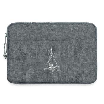 Sailboat Line Art – Minimalist Graphics - Laptop bag 13" - heather grey - Front