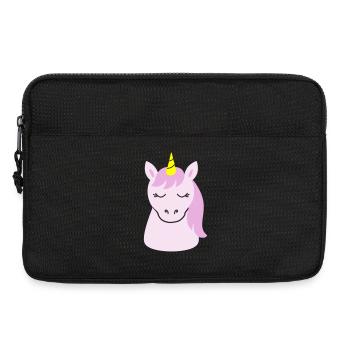Cute unicorn with closed eyes - Laptop bag 13" - black - Front