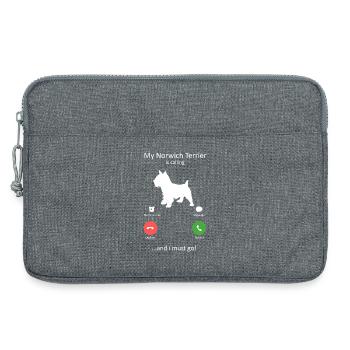 Norwich Terrier Is Calling And I Must Go Art - Laptop bag 13" - heather grey - Front