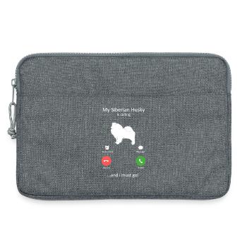Sibérien Husky appelle la maman du chien drôle de papa du chien - Sacoche pour ordinateur portable 13 pouces - gris chiné - Devant