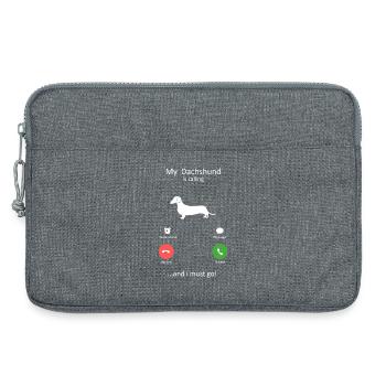 Dackel ruft Smartphone-Schnittstelle Kunst - Laptoptasche 13" - Grau meliert - Vorne