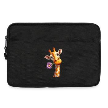 Giraffe with flower - Laptop bag 13" - black - Front