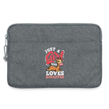 Fille qui aime les girafes mignonne - Sacoche pour ordinateur portable 13 pouces - gris chiné - Devant