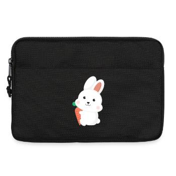 Cute White Bunny Rabbit Holding Carrot Cartoon Art - Laptoptasche 13" - Schwarz - Vorne