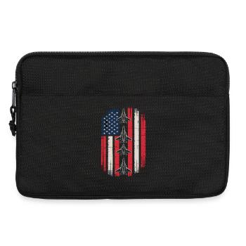 Jet Fighter USA Flag – Avion pilote - Sacoche pour ordinateur portable 13 pouces - noir - Devant