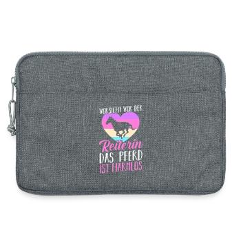 Reiten Pferdeliebhaber Reiterhof Pferde - Laptoptasche 13" - Grau meliert - Vorne