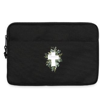 Cadeau de confirmation – Motif de croix florale - Sacoche pour ordinateur portable 13 pouces - noir - Devant