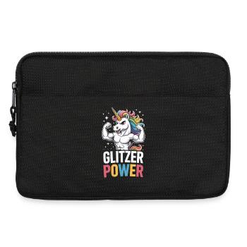 Glitter Power Muscle Unicorn Rainbow Strength - Laptop bag 13" - black - Front