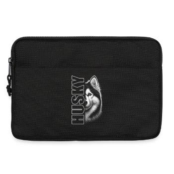 Husky Porträt mit vertikalem Schriftzug - Laptoptasche 13" - Schwarz - Vorne