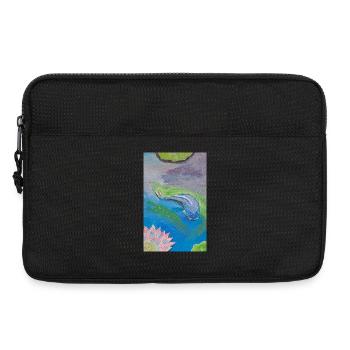 Poisson tropical bleu sur lotus - Sacoche pour ordinateur portable 13 pouces - noir - Devant