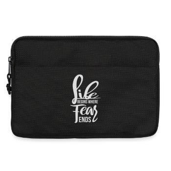 Life Begins Where Fear Ends Motivierend Zitat Logo - Laptoptasche 13" - Schwarz - Vorne