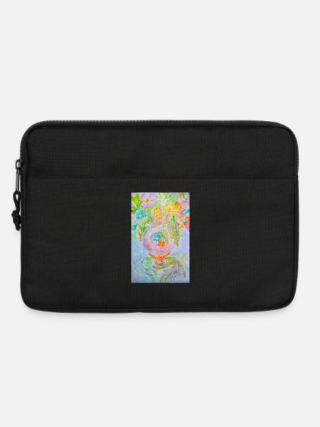 Runde Vase mit verschiedenen Blumen - Laptoptasche 13" - Schwarz