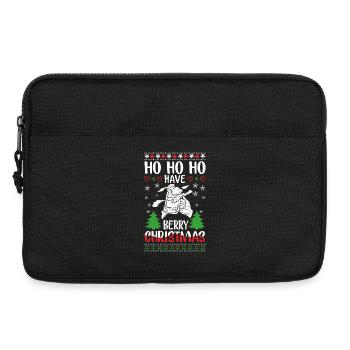 Festliches Weihnachtspony mit Beerenmotiv - Laptoptasche 13" - Schwarz - Vorne