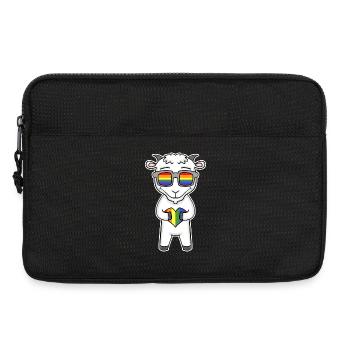 Regenbogen - Ziege mit Brille und Herz - Laptoptasche 13" - Schwarz - Vorne