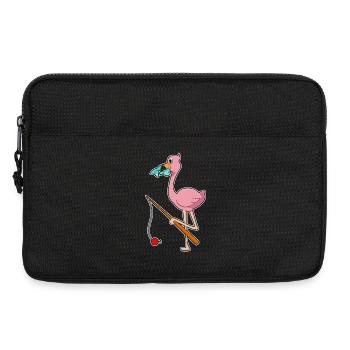 Pêche au poisson pêcheur flamant rose - Sacoche pour ordinateur portable 13 pouces - noir - Devant