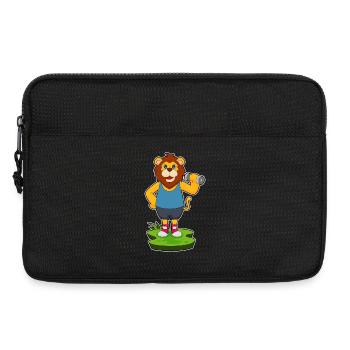 Lion Bodybuilder Dumbbell Bodybuilding - Laptop bag 13" - black - Front