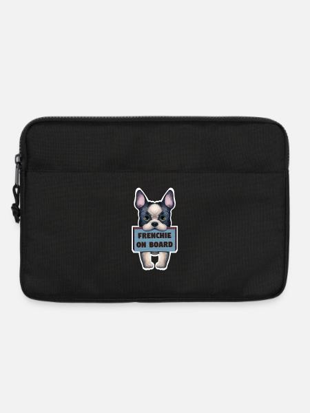 French bulldog sticker on board - Laptop bag 13" - black