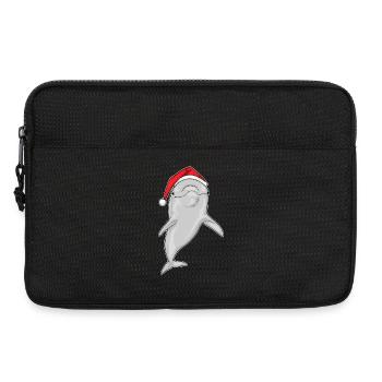 Dolphin Christmas Santa Hat - Laptop bag 13" - black - Front