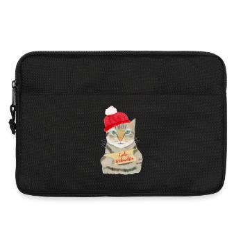 Süße Katze wünscht Frohe Weihnachten - Laptoptasche 13" - Schwarz - Vorne