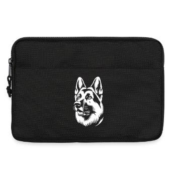 Berger allemand silhouette blanche de la tête - Sacoche pour ordinateur portable 13 pouces - noir - Devant