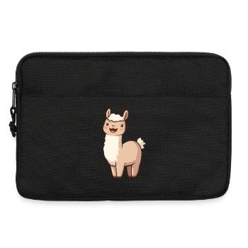 Mignon alpaga souriant heureux - Adorable dessin animé - Sacoche pour ordinateur portable 13 pouces - noir - Devant