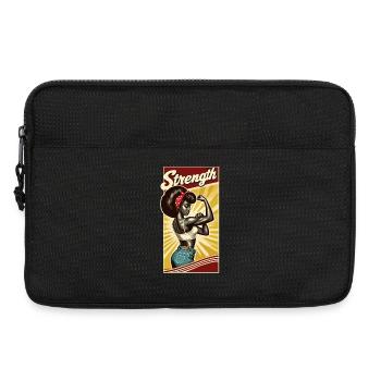 force forte femme noire rockabilly cadeau - Sacoche pour ordinateur portable 13 pouces - noir - Devant