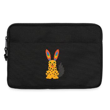 Guépard exotique fantastique avec oreilles en plumes arc-en-ciel - Sacoche pour ordinateur portable 13 pouces - noir - Devant