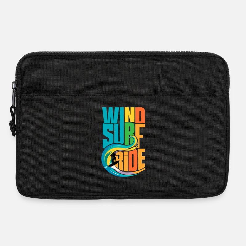 Farbenfrohe Windsurf-Ride-Action-Kunst - Lebendige Gewässer - Laptoptasche 13" - Schwarz
