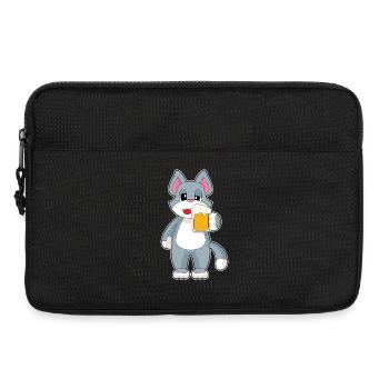 Katze Bier - Laptoptasche 13" - Schwarz - Vorne