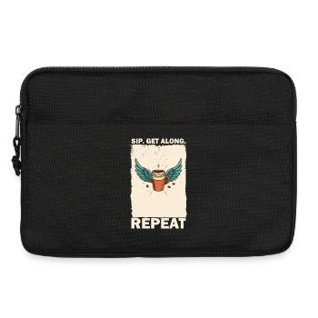Kaffeetasse mit Flügeln und Spruch - Laptoptasche 13" - Schwarz - Vorne