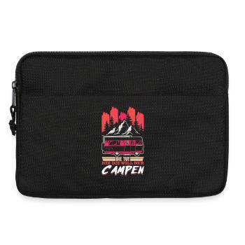 Camper Camping Wohnwagen Spruch - Laptoptasche 13" - Schwarz - Vorne