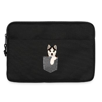 Husky aux yeux bleus dans la poche - chien de poche - Sacoche pour ordinateur portable 13 pouces - noir - Devant