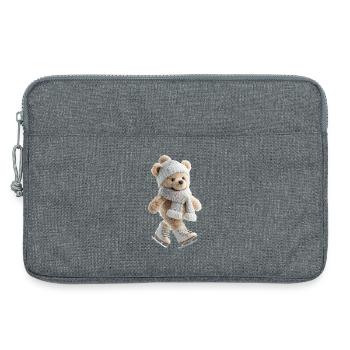 Eisteddybär mit Mütze und Schal - Laptoptasche 13" - Grau meliert - Vorne