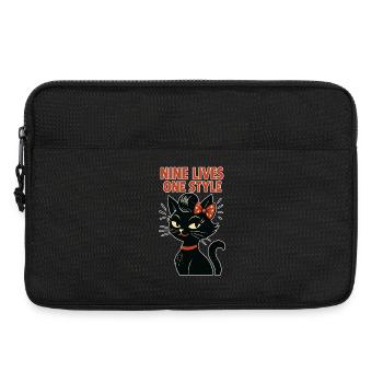 Rockabilly Katze: 50er Jahre Retro - Laptoptasche 13" - Schwarz - Vorne