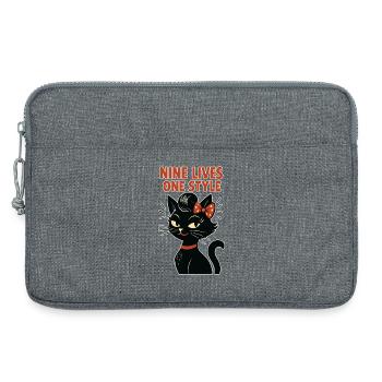 Rockabilly Katze: 50er Jahre Retro - Laptoptasche 13" - Grau meliert - Vorne