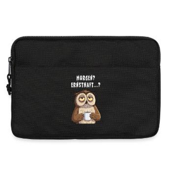 Morgenmuffel Eule Kaffee Geschenk Schlafshirt - Laptoptasche 13" - Schwarz - Vorne