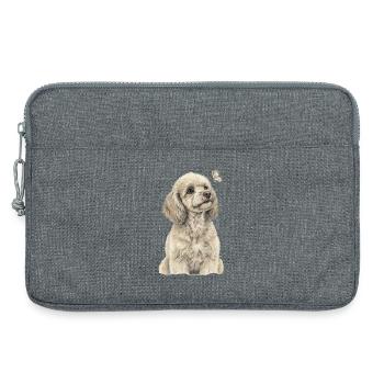 Pudel  mit Schmetterling Hund Goldendoodle - Laptoptasche 13" - Grau meliert - Vorne