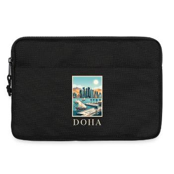 Doha Waterfront Cityscape Katar Reiseplakat - Laptoptasche 13" - Schwarz - Vorne