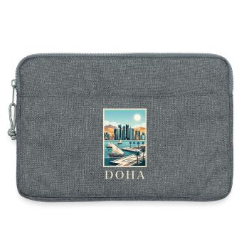 Doha Waterfront Cityscape Katar Reiseplakat - Laptoptasche 13" - Grau meliert - Vorne