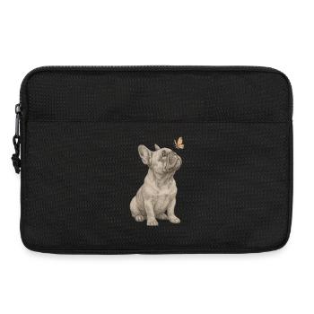 Bouledogue français vintage avec papillon - Sacoche pour ordinateur portable 13 pouces - noir - Devant