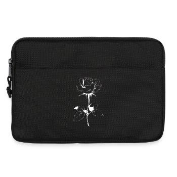 Dessin en rose blanche sur fond noir - Sacoche pour ordinateur portable 13 pouces - noir - Devant