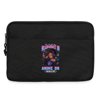 Anime and Music Chibi Black Girl - Laptop bag 13" - black - Front