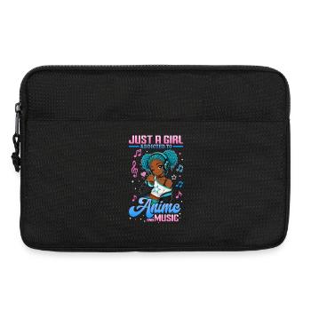 Anime and Music Chibi Black Girl - Laptop bag 13" - black - Front
