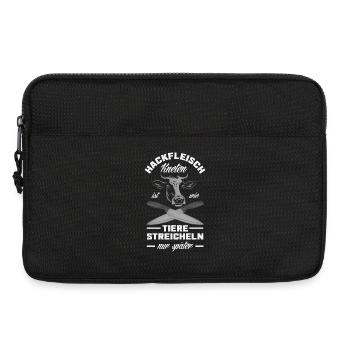 Grillmeister Geschenk Fleisch Wurst & Bier - Laptoptasche 13" - Schwarz - Vorne
