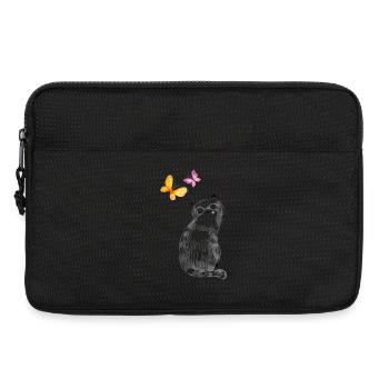 Chat aux papillons – Conception de croquis - Sacoche pour ordinateur portable 13 pouces - noir - Devant