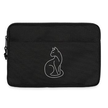 Silhouette du chat matouau aux lignes blanches - Sacoche pour ordinateur portable 13 pouces - noir - Devant